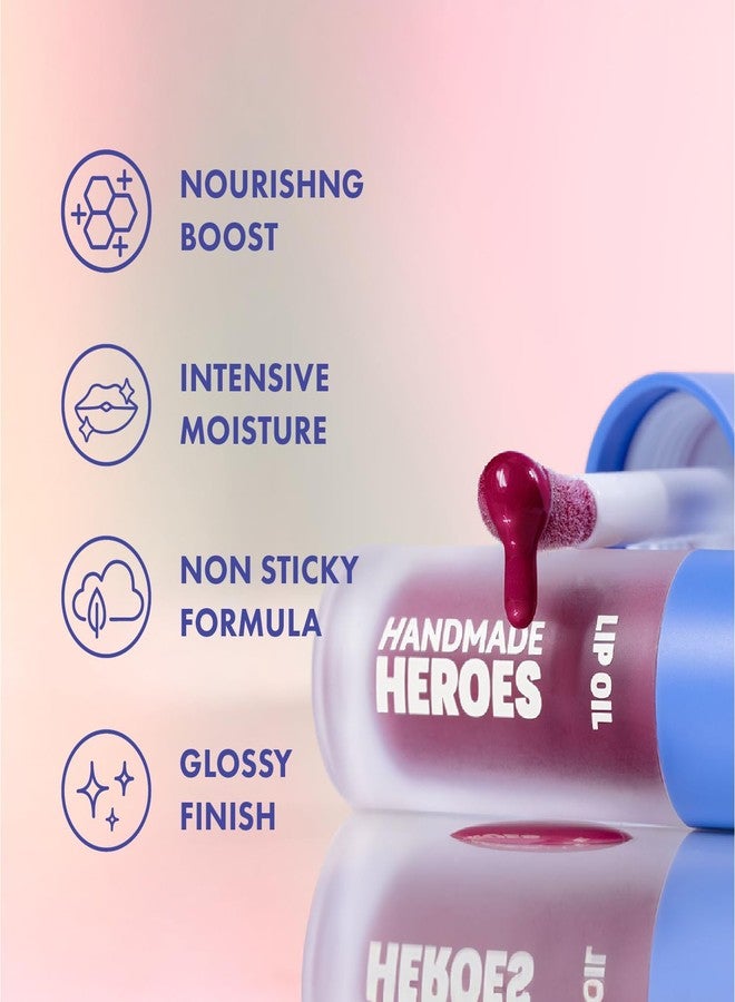 Handmade Heroes 100% Natural Vegan Lip Oil with Squalane Non-Sticky Lip Gloss Moisturizing, Shiny, Nourishing Korean Lip Gloss - Sweet Beet - Image 3