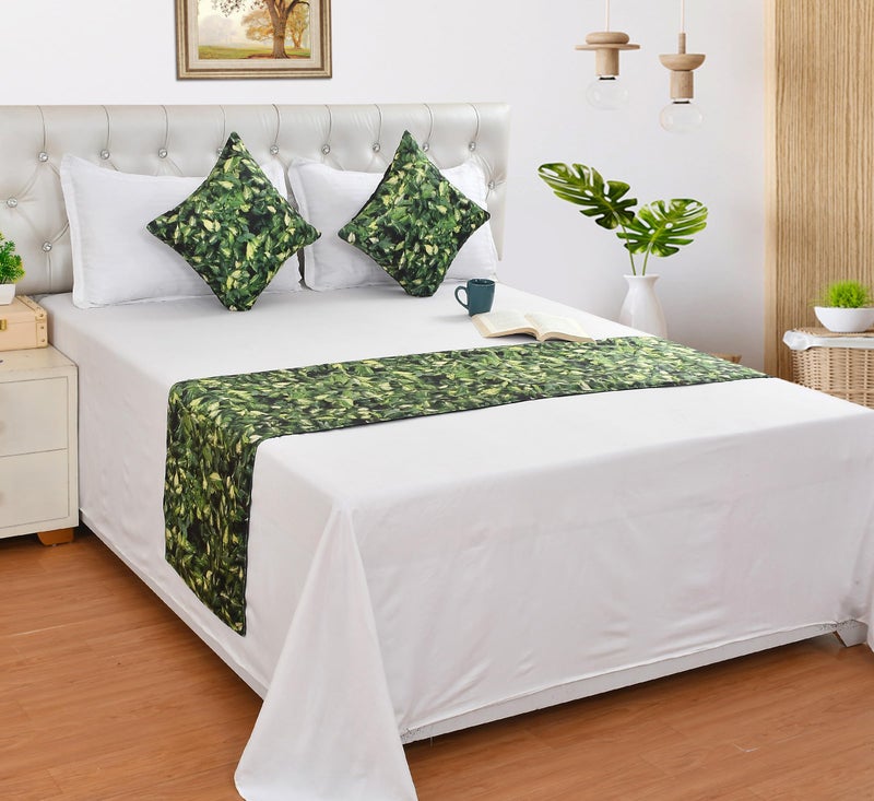 SHRIANAND CREATIONS Shri Anand Creations Digital Print Super Soft Fabric Bed Runner Scarf with Matching Cushion Covers/Slipcover Mattress Protector/Bed Linen Scarf/Decorative Set for Bedrooms/Hotel Rooms (Design-7)  - Image 1