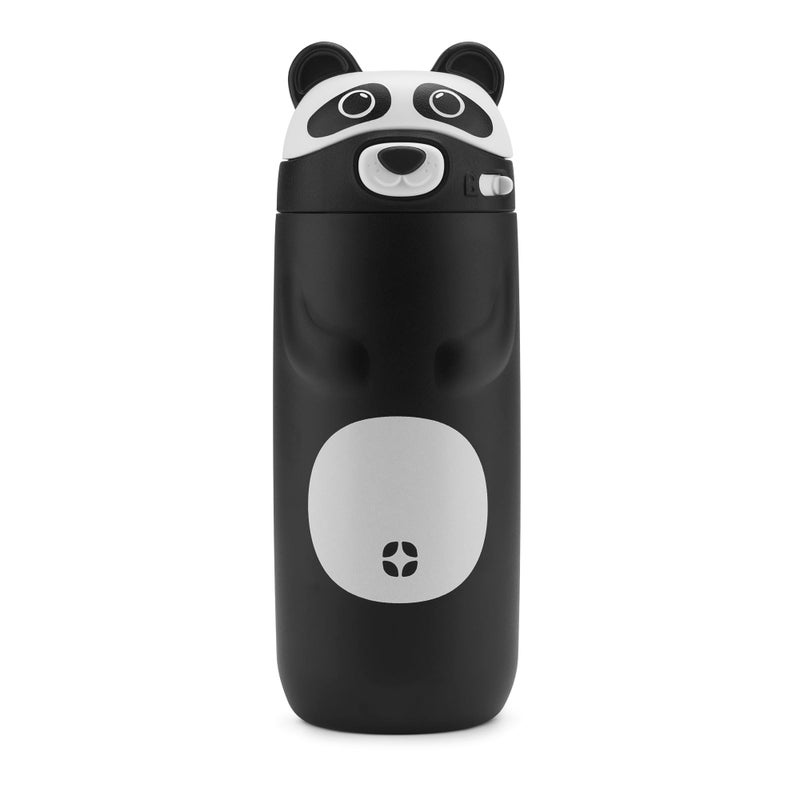 Ello Ellies 12oz Vacuum Insulated Stainless Steel Kids Water Bottle with Straw and Built-in Carrying Handle and Leak-Proof Locking Lid for School Backpack, Lunchbox and Outdoor Sports, Panda - Image 1
