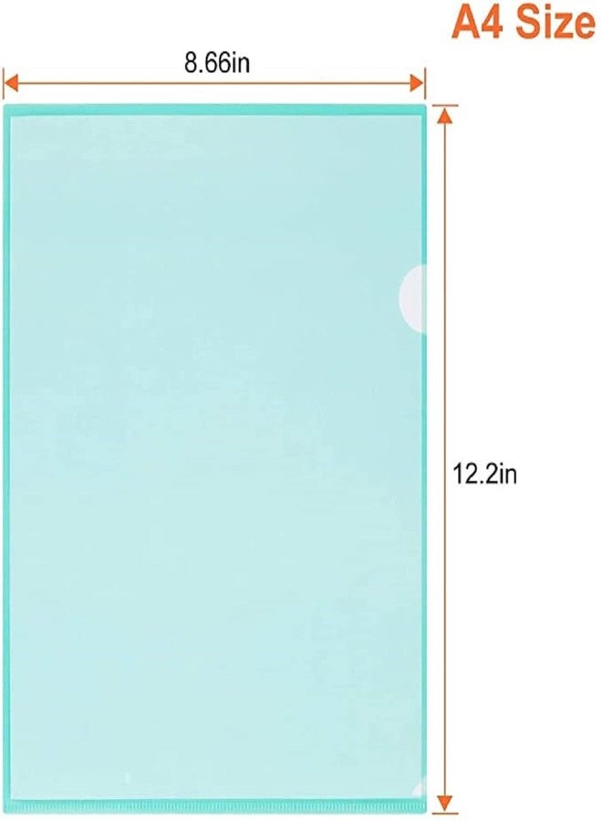 Shining Zon L Folder File A4 Size Clear Transparent Plastic File Folders Paper Document Sleeves for Protection Suitable for School,Offices & Projects (Pack of 20 Green Colour) - Image 2