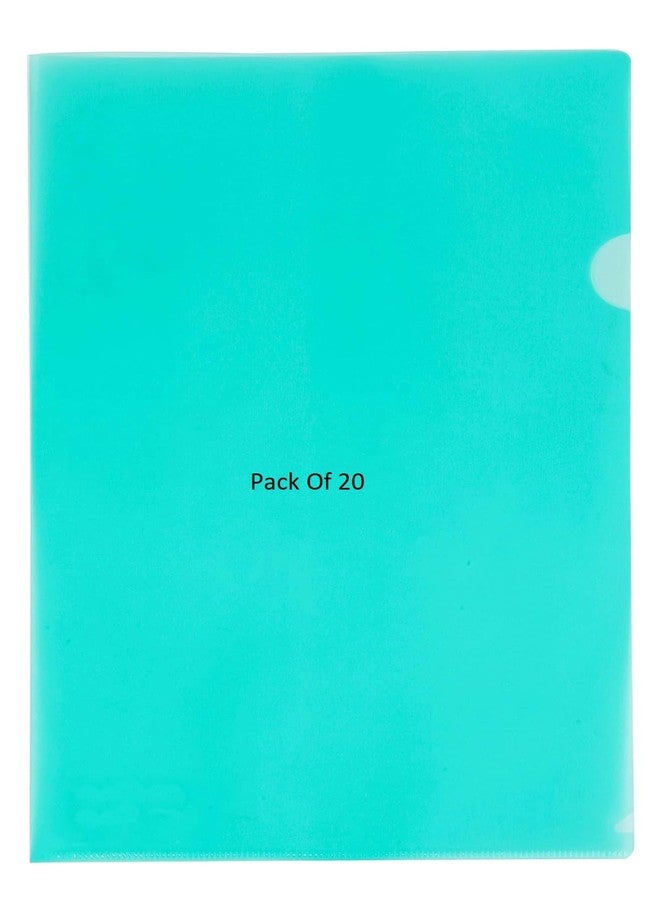 Shining Zon L Folder File A4 Size Clear Transparent Plastic File Folders Paper Document Sleeves for Protection Suitable for School,Offices & Projects (Pack of 20 Green Colour) - Image 1