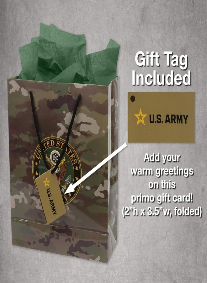 Havercamp U.S. Army Gift Bag (1) Stunning, Durable Medium Bag - Includes 2 Hunter Green Tissue Papers, Black Rope Handles & Tag, Army Themed Gift Bag, Veteran Gifts (Brown & Green) - Image 5
