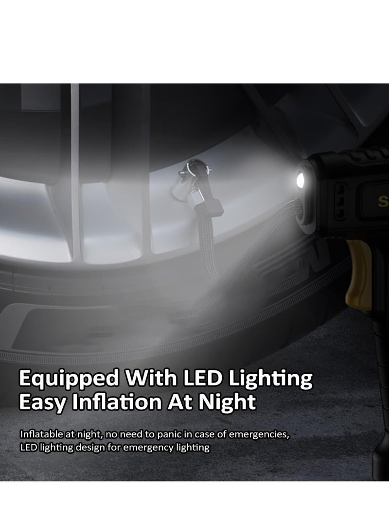 سمارتكس - منفاخ إطارات سيارة رقمي صغير مزود بضاغط هواء مع إيقاف تلقائي وإضاءة LED 12 فولت مضخة هواء محمولة سريعة للسيارة والدراجة النارية ومرتبة هوائية كروية - Image 1