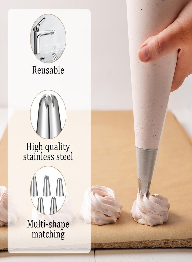 Larrel 5 Pcs Piping Tip, Stainless Steel Icing Tips Wilton Piping Tips Set Cake Decorating Kit Baking Tools for Buttercream Icing Birthday Cupcake DIY Art - Image 3