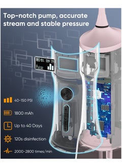 ماي سمايل ماي سمايل جهاز تنظيف الاسنان بالماء اللاسلكي LP221 UVC قابل للتعقيم 335 مل بشاشة OLED محمول مع 4 اوضاع و8 رؤوس نفاثة وشنطة تخزين للمنزل والسفر  - Image 3