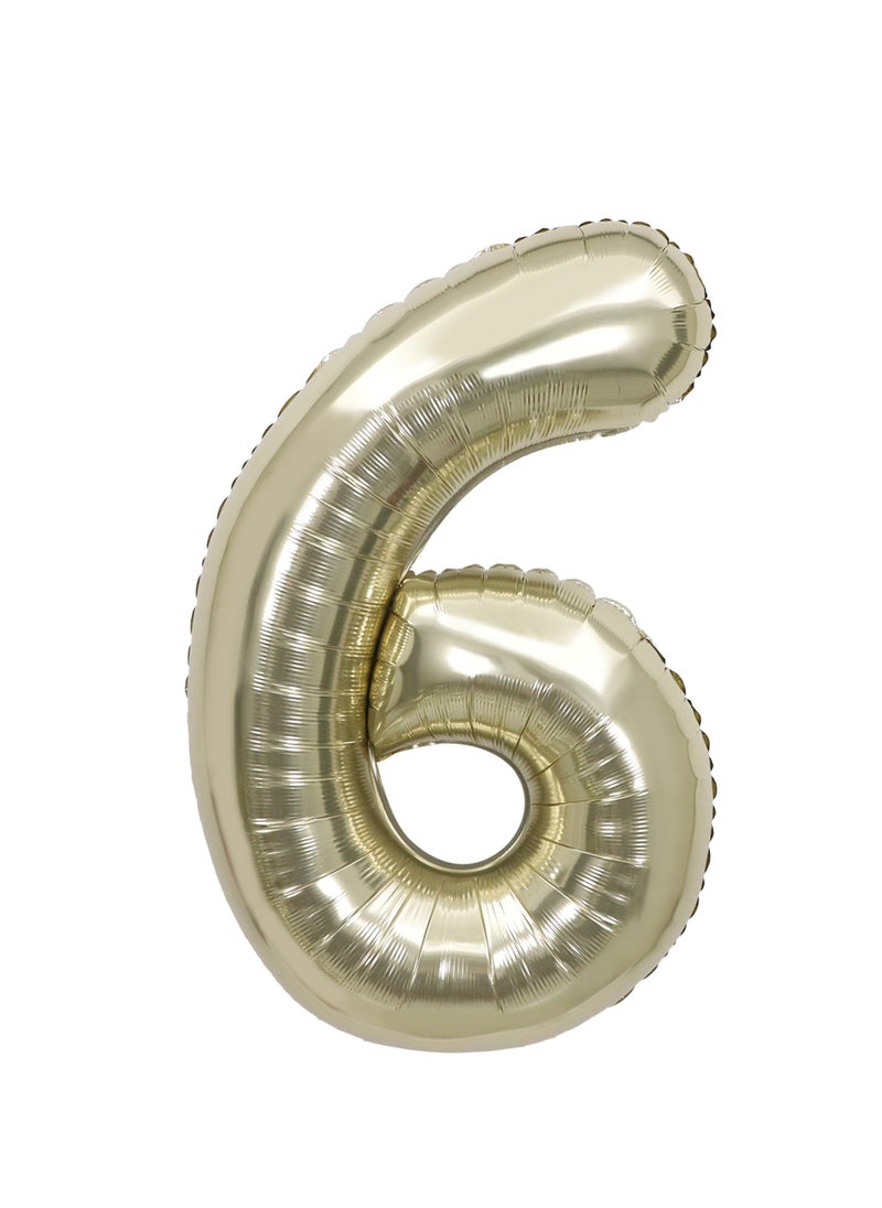 Party Zone White Gold Foil Balloon Number 6 34" 