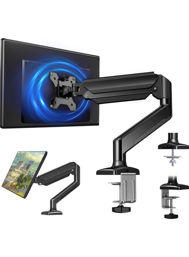 SUPER SO Single Monitor Desk Mount, Adjustable Gas Spring Monitor Arm Support Max 32 Inch, 2-10Kg Screen, Computer Monitors Stand Holder with Clamp/Grommet Mounting Base  - Image 1