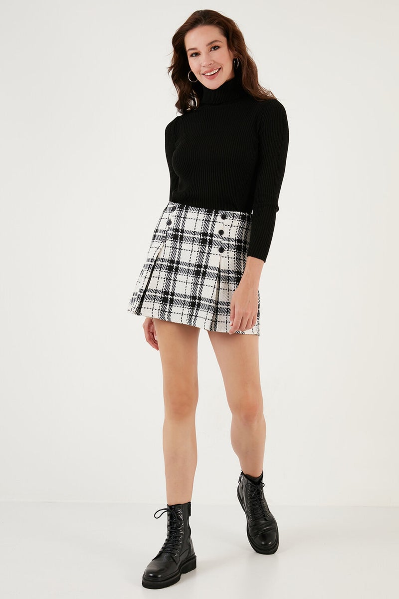 Lela Regular Fit Winter Tweed Mini Short Skirt Women's Short Skirt 611ET0020  - Image 1