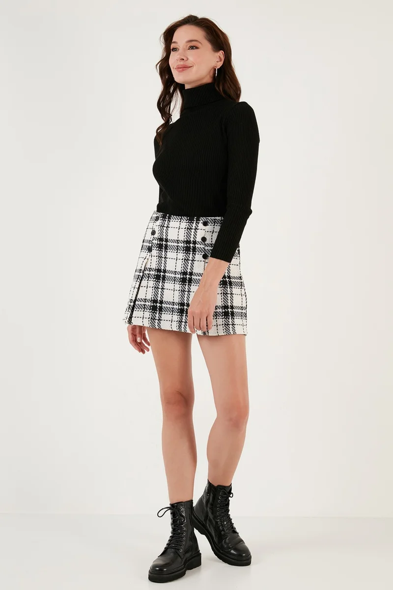 Lela Regular Fit Winter Tweed Mini Short Skirt Women's Short Skirt 611ET0020