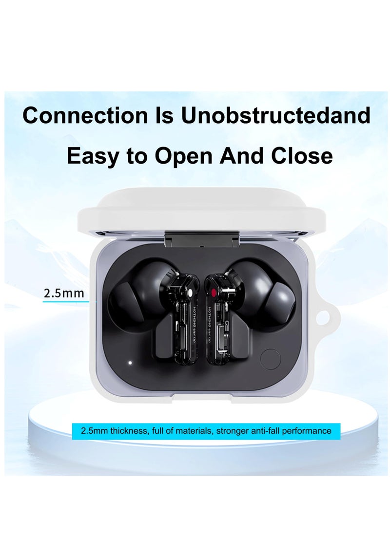 Silicone Case For Nothing Ear (A) Protective Cover with Carabiner (Black) - Image 5