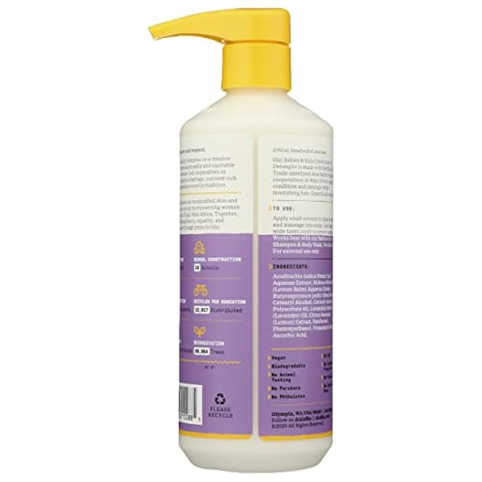 Alaffia Kids Conditioner and Detangler, Lemon Lavender, Suitable for All Hair Types, Cruelty Free, No Parabens, Vegan, 16 Fluid Ounce (Pack of 1) - Image 2