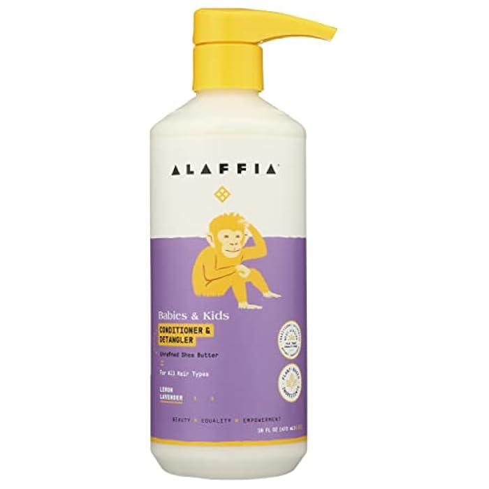Alaffia Kids Conditioner and Detangler, Lemon Lavender, Suitable for All Hair Types, Cruelty Free, No Parabens, Vegan, 16 Fluid Ounce (Pack of 1) - Image 1