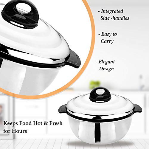ASIAN Plastowares - Bright Star Galaxy Stainless Steel Casserole with Lid for Kitchen 1200 ml | Ideal for Serving, Gifts for Diwali & Housewarming | Hot Box for Roti & Chapati | Casserole for Kitchen - Image 3