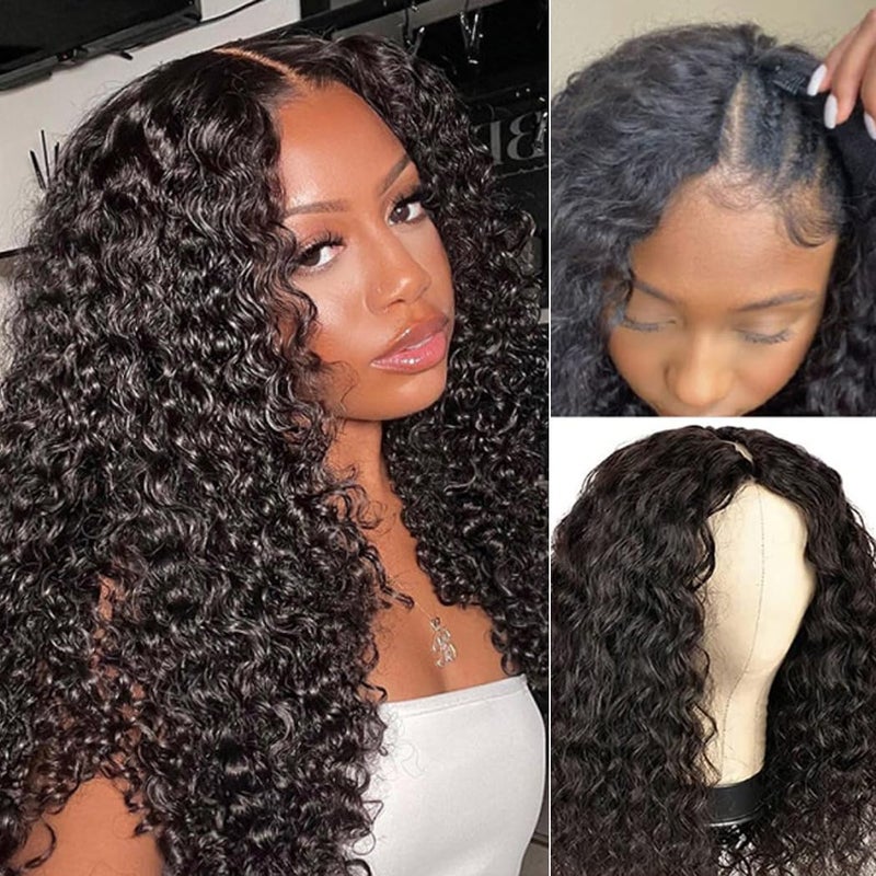 PRIMELACE بارت ويغ شعر بشري 20 بوصة ترقية ويغ على شكل حرف U بدون ترك خصل ماء متموج بارتي شكل ويغ شعر بشري للنساء السود 180 كثافة ويغ بدون لاصق للمبتدئين