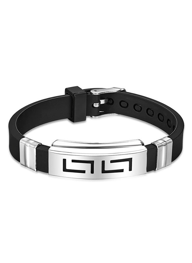 Men's Adjustable Bracelet Silicone Wrap Bracelet Stainless Steel Cuff Bracelet, Light Weight And Comfortable, Stylish And Elegant, Can Adjust The Wrap Bracelet To Fit The Width Of Wrist - Image 1