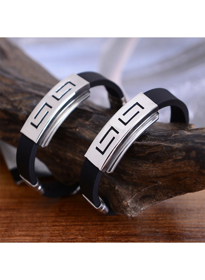 Men's Adjustable Bracelet Silicone Wrap Bracelet Stainless Steel Cuff Bracelet, Light Weight And Comfortable, Stylish And Elegant, Can Adjust The Wrap Bracelet To Fit The Width Of Wrist - Image 4