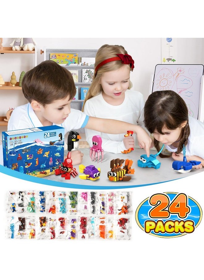 Hogokids 24 Pack Party Favors For Kids Building Set - 629Pcs Marine Animals Building Blocks Toy For Goodie Bag Stuffers Classroom Prizes, Valentines Day Easter Birthday Gift For Boys Girls Ages 6-12  - Image 3
