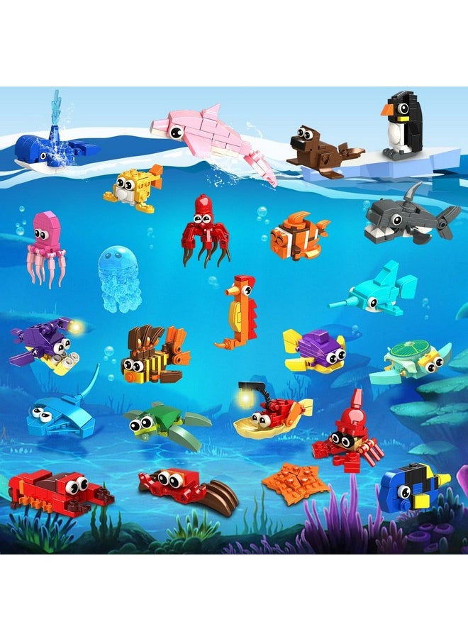 Hogokids 24 Pack Party Favors For Kids Building Set - 629Pcs Marine Animals Building Blocks Toy For Goodie Bag Stuffers Classroom Prizes, Valentines Day Easter Birthday Gift For Boys Girls Ages 6-12  - Image 2