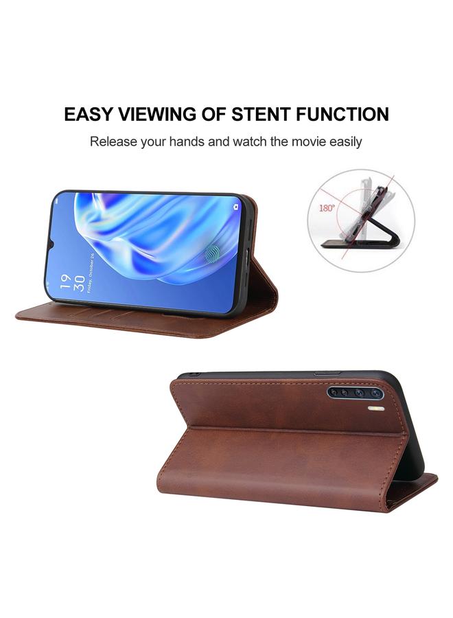 اس-توب جراب هاتف OPPO F15 المصنوع من الجلد بإغلاق مغناطيسي - Image 4