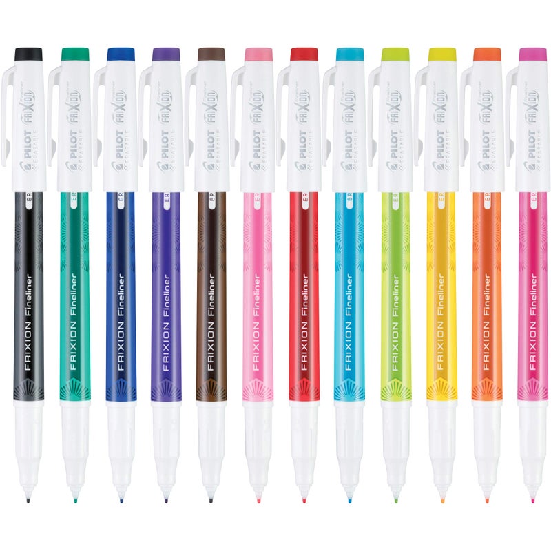 Pilot, FriXion Fineliner Erasable Marker Pens, Fine Point 0.7 mm, Pack of 12, Assorted Colors - Image 2