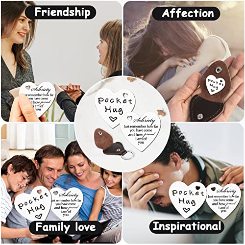 Qunrwe Pocket Hug Token for Him Boyfriend Men,Sobriety Gifts for Women Men Friends,Birthday Anniversary Graduation Gifts,Inspirational Gift Token for Son Daughter with Leather Keychain - Image 5
