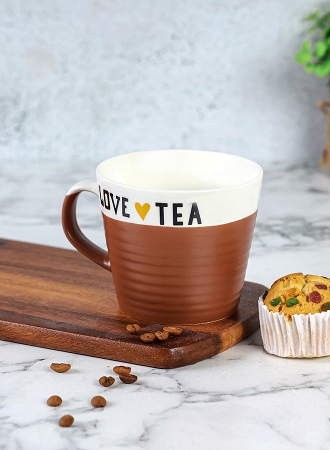 Royalford 415ml New Bone Mug RF12296 Perfect for Hot and Cold Drink Food-Grade, Non-Toxic and Safe to Use Stylish, Durable and Long-Lasting Design, Love tea Printed Multicolor