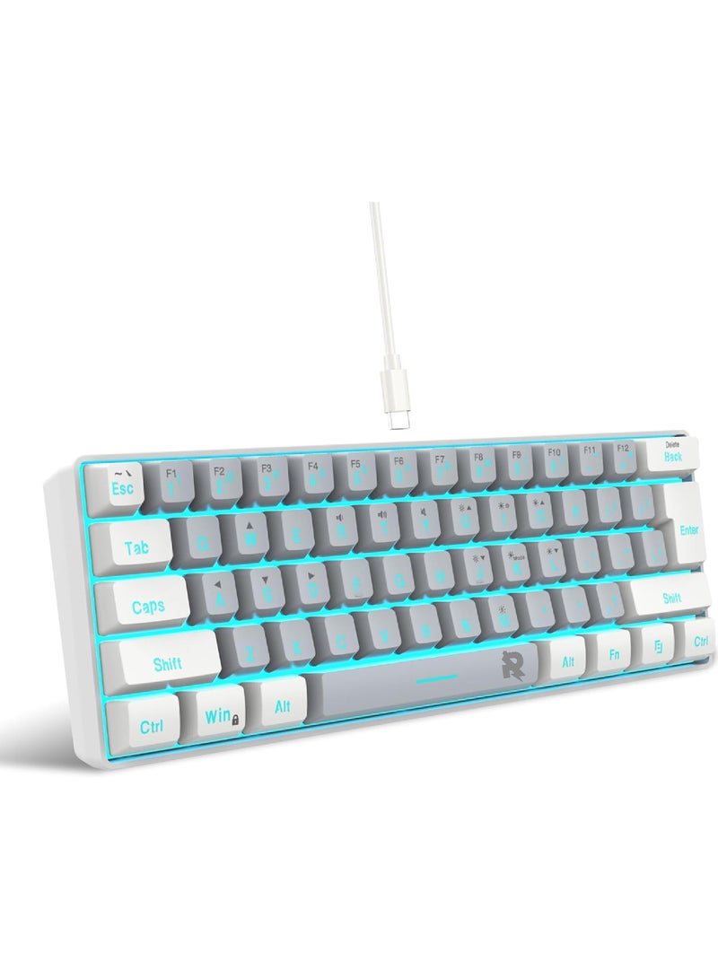 Rock Pow 60% Wired Gaming Keyboard RGB Backlit Mini Keyboard Waterproof Small Ultra-Compact 61 Keys Keyboard for PC/Mac Gamer Typist Travel Easy to Carry on Business Trip - Image 1