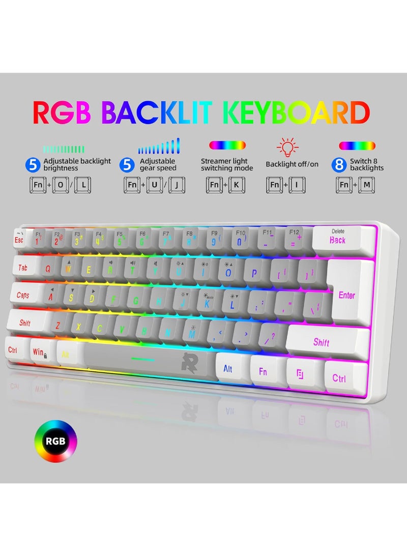 Rock Pow 60% Wired Gaming Keyboard RGB Backlit Mini Keyboard Waterproof Small Ultra-Compact 61 Keys Keyboard for PC/Mac Gamer Typist Travel Easy to Carry on Business Trip - Image 2