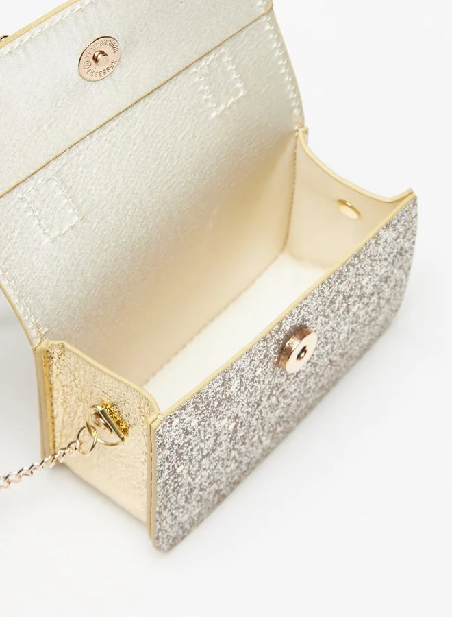 Flora Bella By Shoexpress Buckle Detail Crossbody Bag with Chain Strap and Magnetic Closure