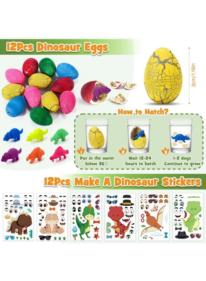SNLN Dinosaur Party Favors for Kids Birthday, Magnifying Glasses, Luminous Keyring, Dino Egg, Sticker, Dino Party Supplies with Skeleton Toy, Silicone Bracelet & Gift Bag Dino Theme stuffer Fillers - Image 5