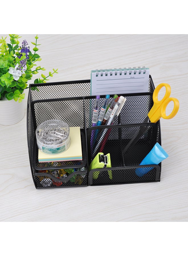 7-Compartment Multi-Function Stationery Storage Box Black - Image 3
