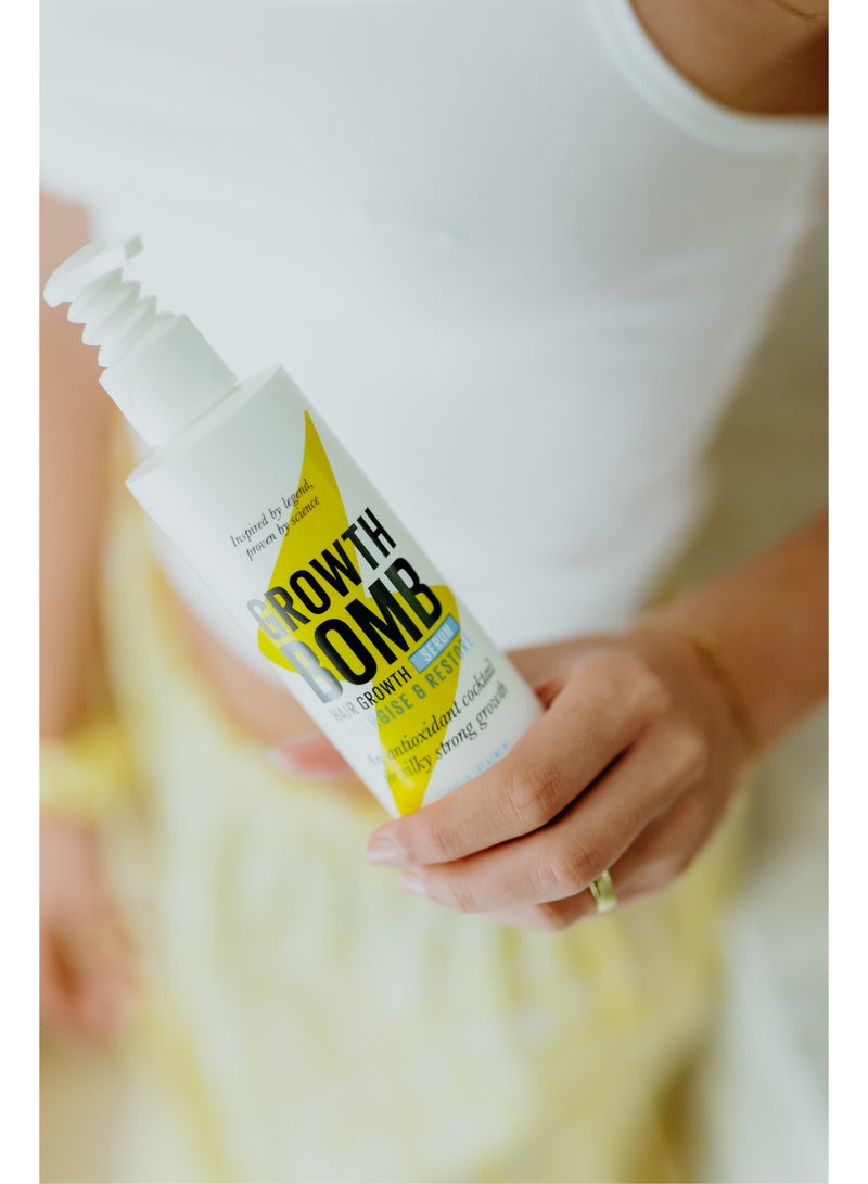 Growth Bomb سيروم نمو الشعر المتقدم مع أوراق يربا ماتي، ساو بالميتو وزيت شجرة الشاي - يقلل من تساقط الشعر، يقوي الخصلات ويعزز صحة فروة الرأس لشعر ناعم ومُرطب (185 مل) - Image 3