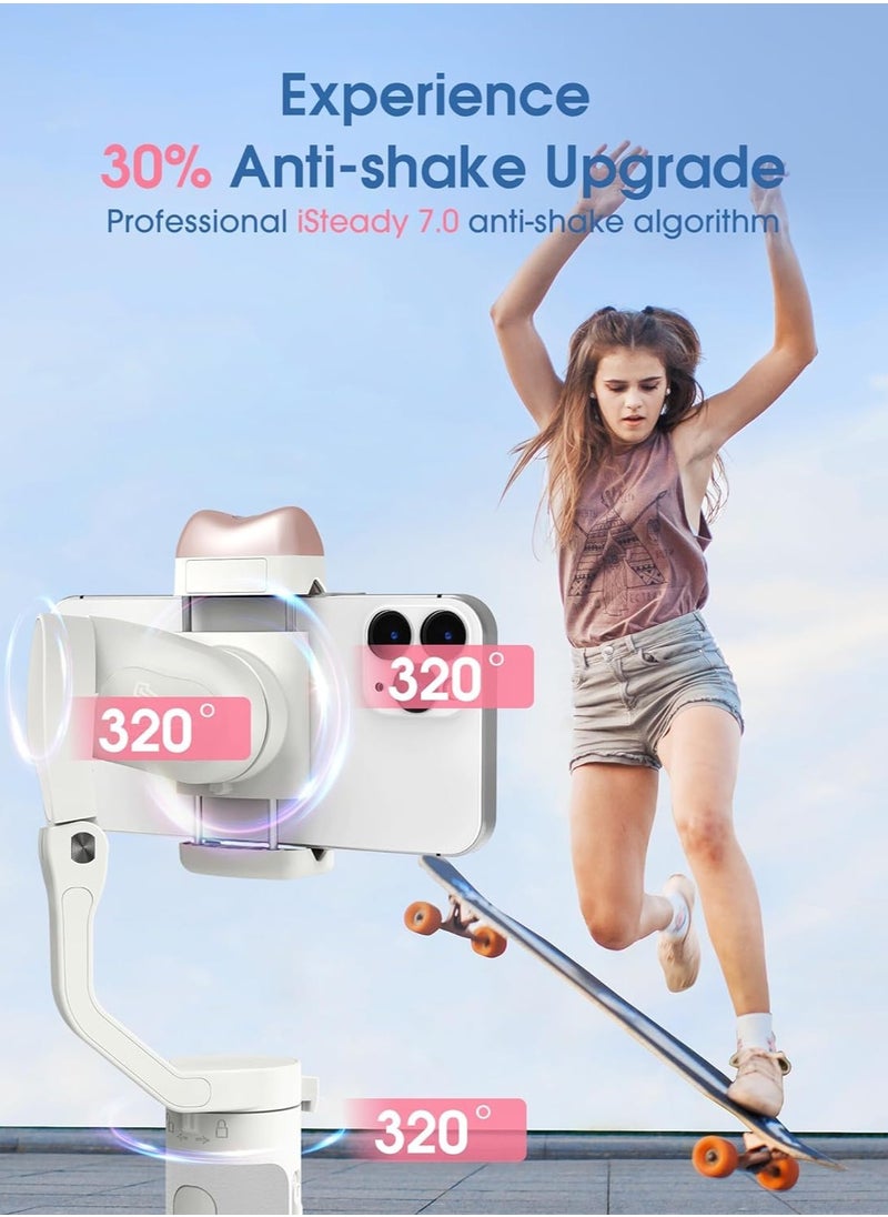 hohem hohem iSteady V2S Gimbal Stabilizer for Smartphone, 3-Axis Gimbal for iPhone, AI Tracking, Portable and Foldable Gimbal with Fill Light, Phone Stabilizer for Video Recording (  V2S Kit  - Image 5
