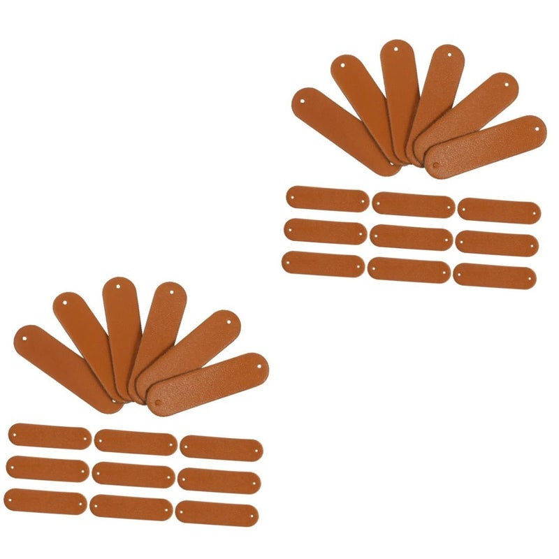 Stobok 200pcs Blank Leather Tags Indentation Labels for Clothing Hats Bags Wallets and Crafting Patches 4.5x1 2cm Black 2pcs - Image 2