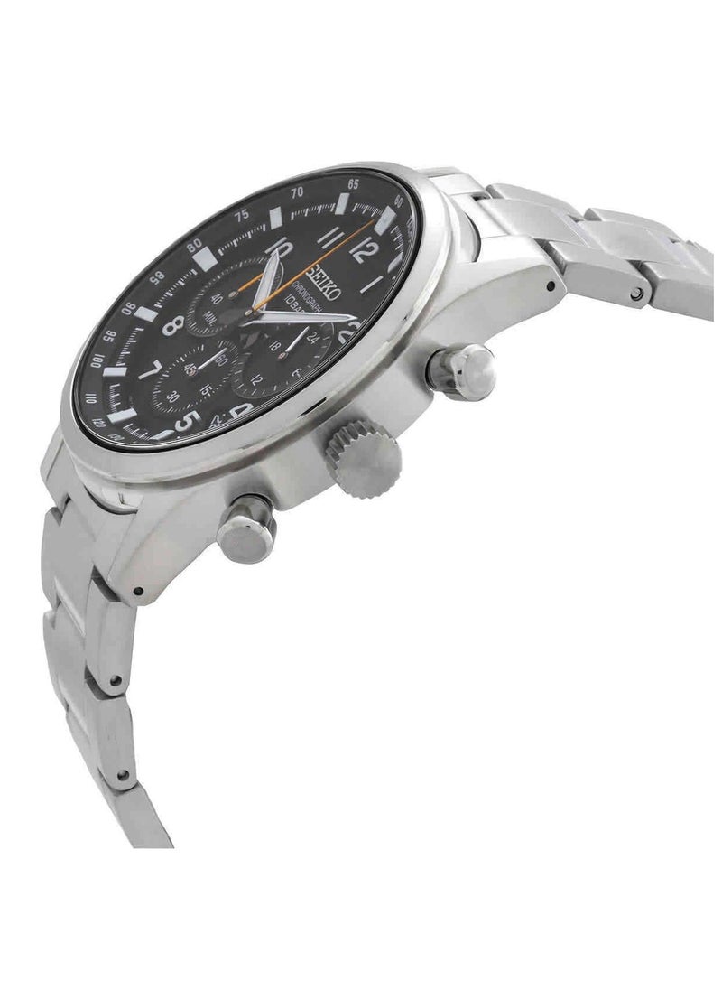 Seiko - Chronograph Black Dial Stainless Steel Men's Watch SSB447P1 - Image 1