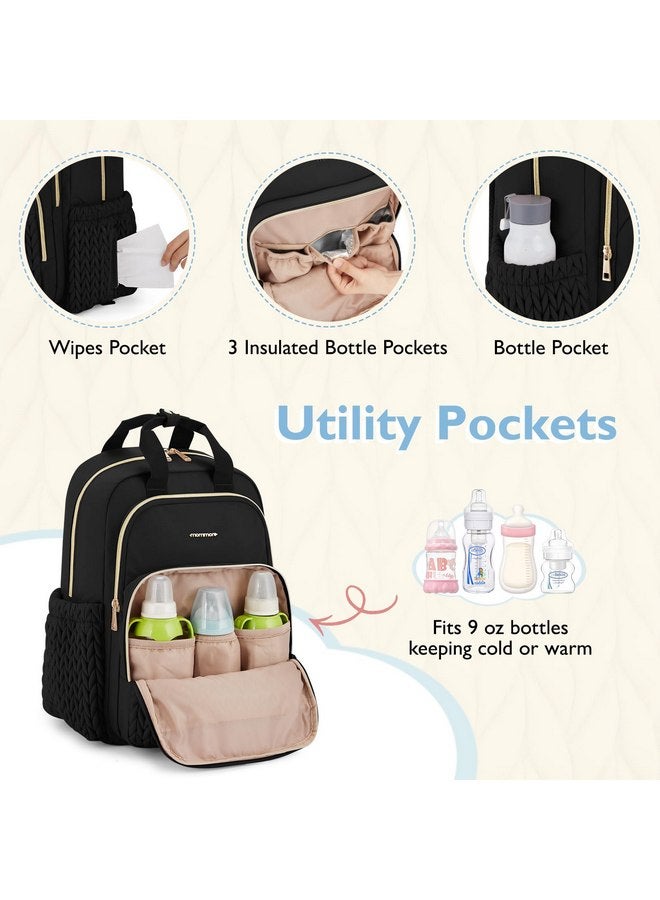 MOMMORE mommore Diaper Bag Backpack Large Baby Bag for Boys Girls Quilted Travel Diaper Backpack with Changing Pad, Stroller Straps - Image 4