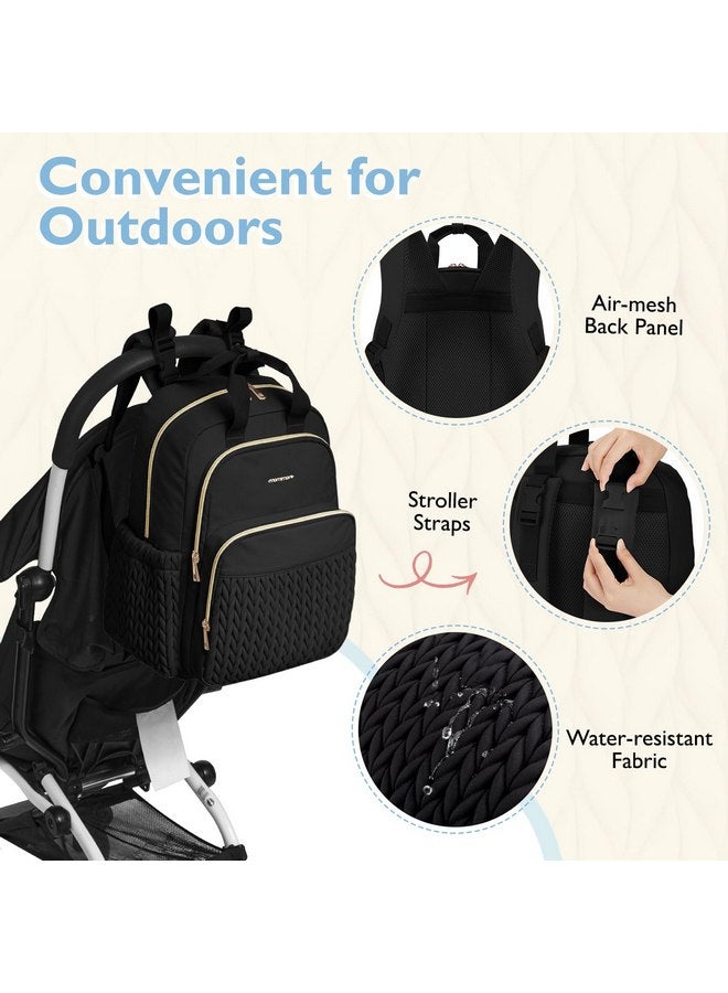 MOMMORE mommore Diaper Bag Backpack Large Baby Bag for Boys Girls Quilted Travel Diaper Backpack with Changing Pad, Stroller Straps - Image 5