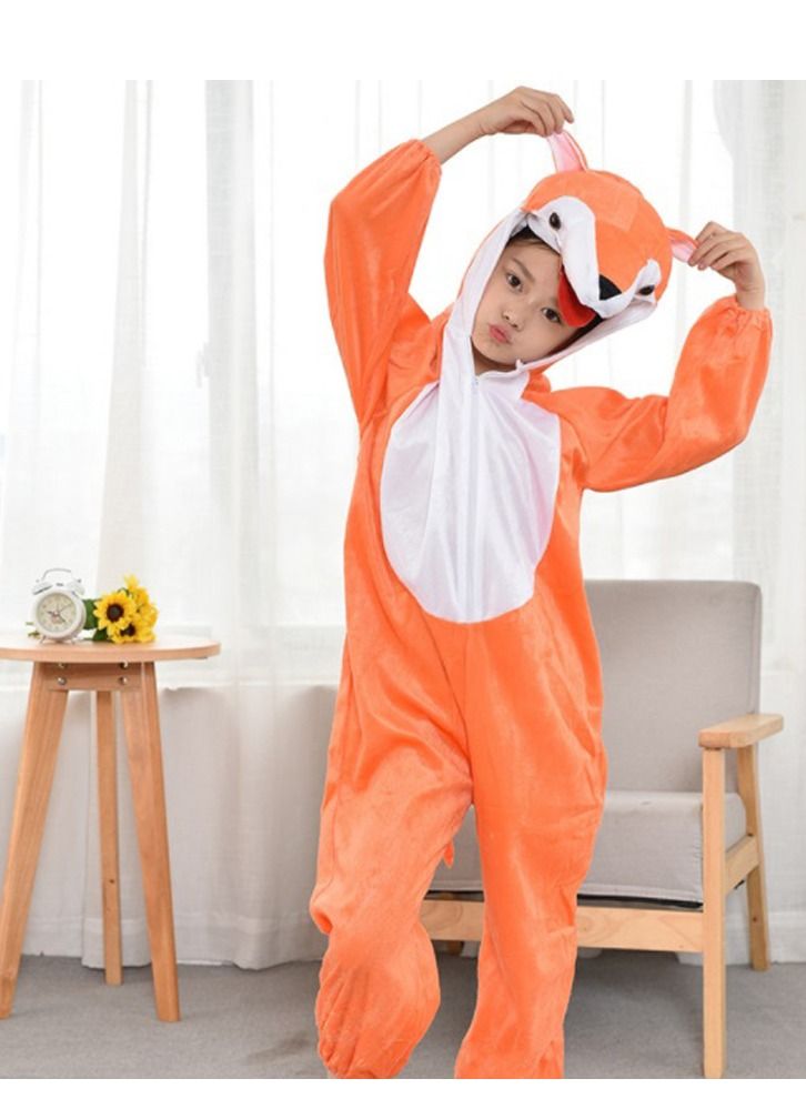 Brain Giggles Fox Animal Plush Costume Design Halloween Carnival Party Jumpsuit for Kids Boys & Girls Large - Image 1