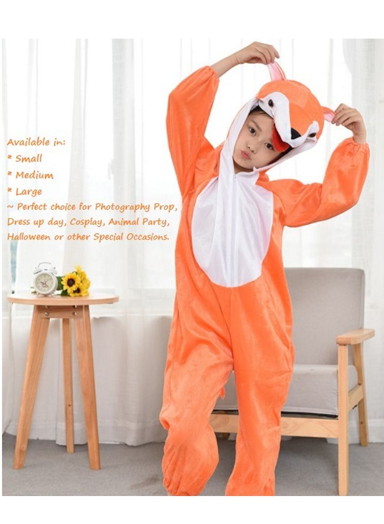 Brain Giggles Fox Animal Plush Costume Design Halloween Carnival Party Jumpsuit for Kids Boys & Girls Large - Image 3