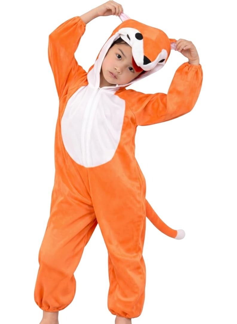 Brain Giggles Fox Animal Plush Costume Design Halloween Carnival Party Jumpsuit for Kids Boys & Girls Large - Image 1