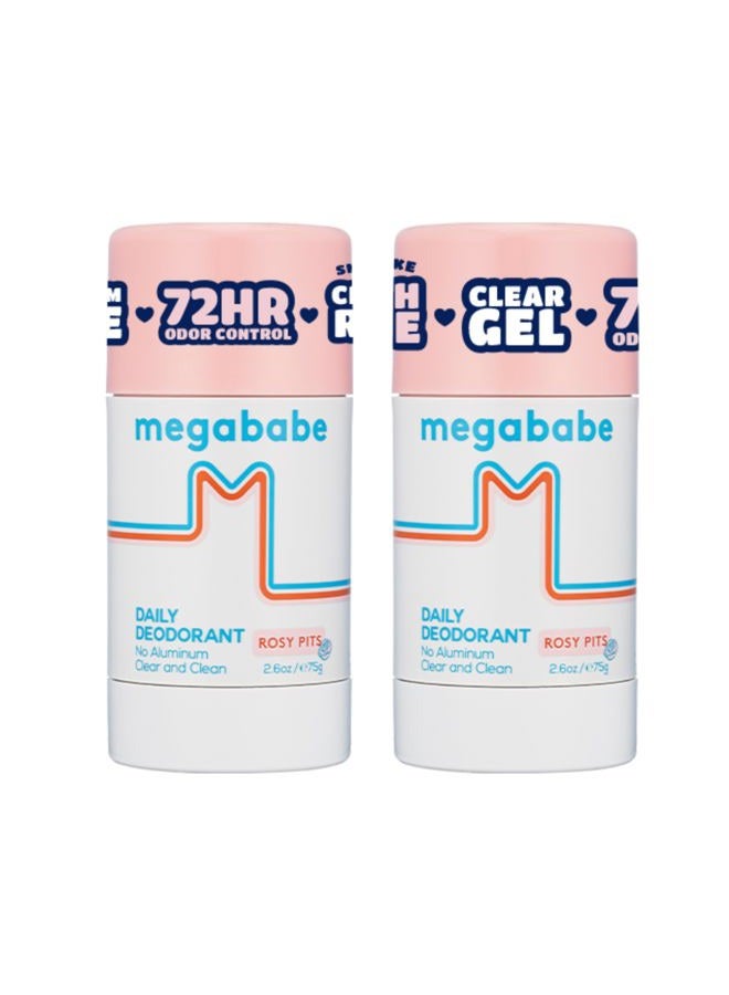 Megababe Daily Deodorant - Rosy Pits | Aluminum-Free, Clear & Clean | 2.6 oz - 2 Pack - Image 1