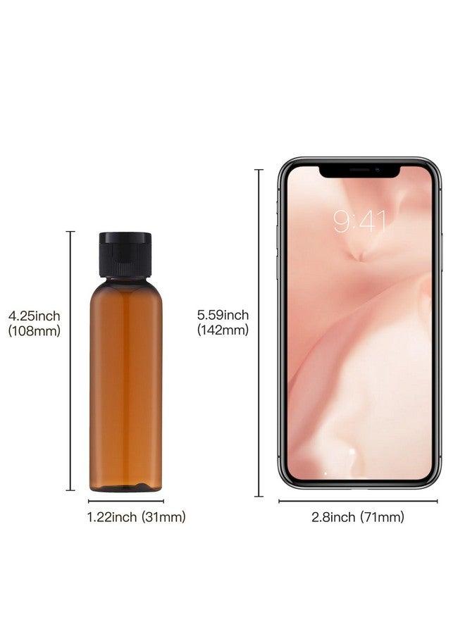 تيكسون زجاجات السفر الفارغة 2 أونصة (10 قطع) حاوية مستحضرات التجميل البلاستيكية بحجم السفر TSA زجاجة ضغط كهرمانية لبلسم الشامبو (غطاء قلاب) - Image 5