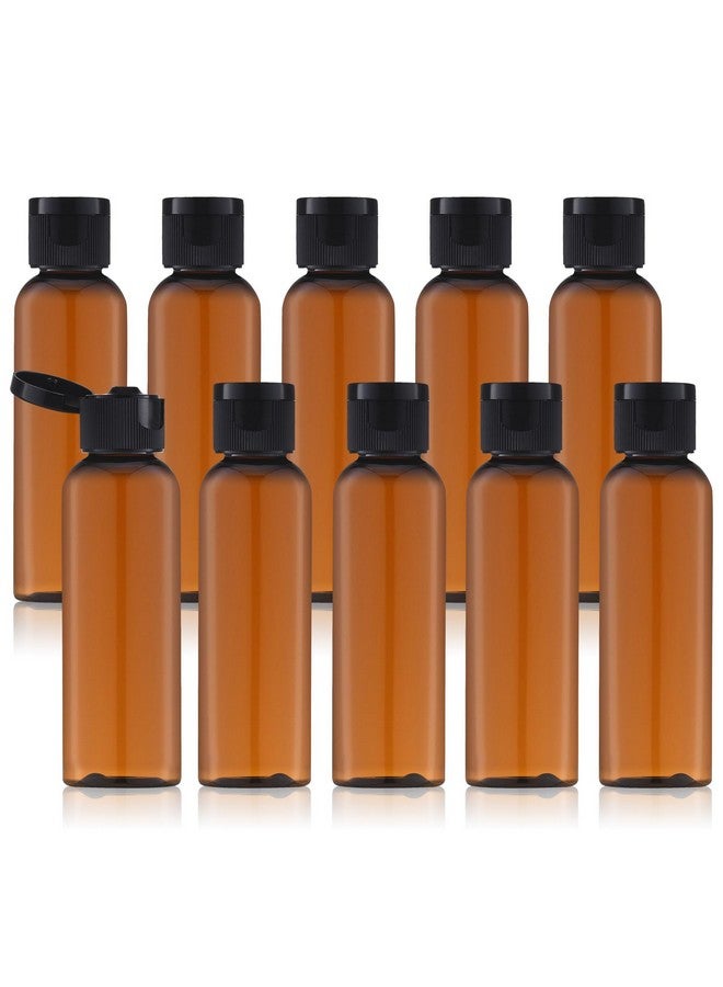 تيكسون زجاجات السفر الفارغة 2 أونصة (10 قطع) حاوية مستحضرات التجميل البلاستيكية بحجم السفر TSA زجاجة ضغط كهرمانية لبلسم الشامبو (غطاء قلاب) - Image 1