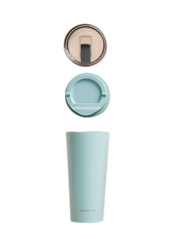 LOCK & LOCK LocknLock-Clip Tumbler with 2 Caps, 540ml Sky Blue - Dual Vacuum Insulation, Clip-Type Design, Mirror Finish, Silent Stopper, Wide Open Top for Hot and Cold Beverages  - Image 2