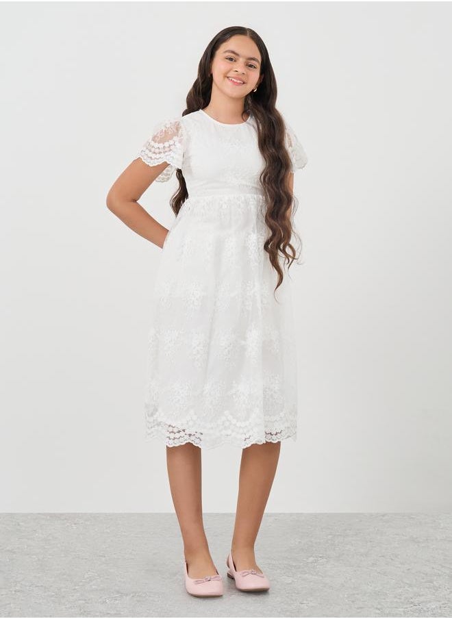 Styli Lace Puff Sleeve Dress  - Image 1