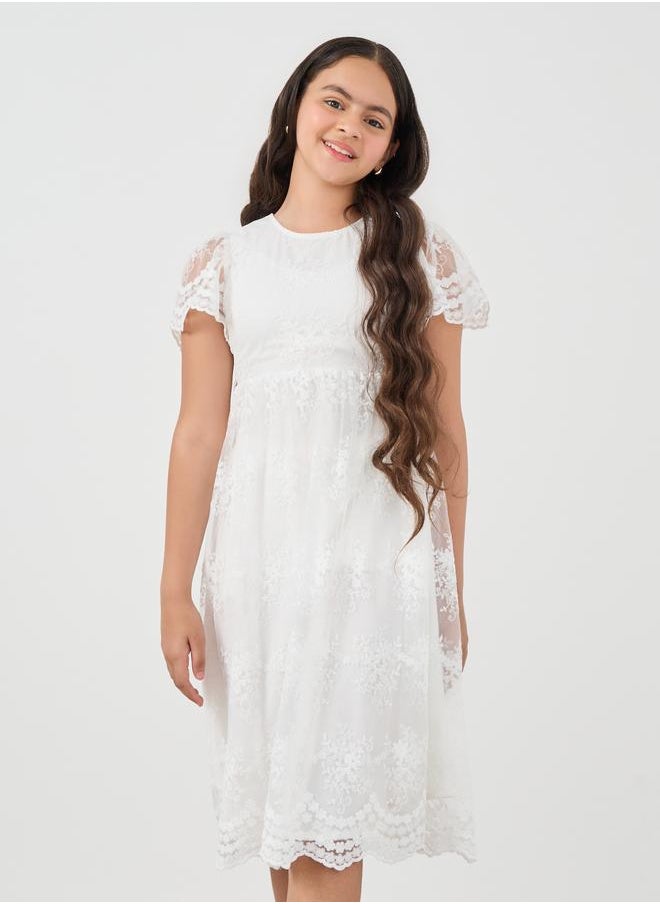 Styli Lace Puff Sleeve Dress  - Image 2