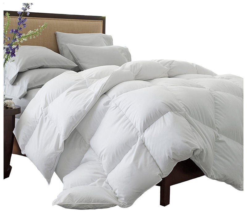 Superior Superior Brushed Microfiber Solid Comforter Down Alternative Bedding Reversible Medium Weight Fluffy Decorative Duvet Insert Oversized Blanket Box Quilt Design Queen White 
