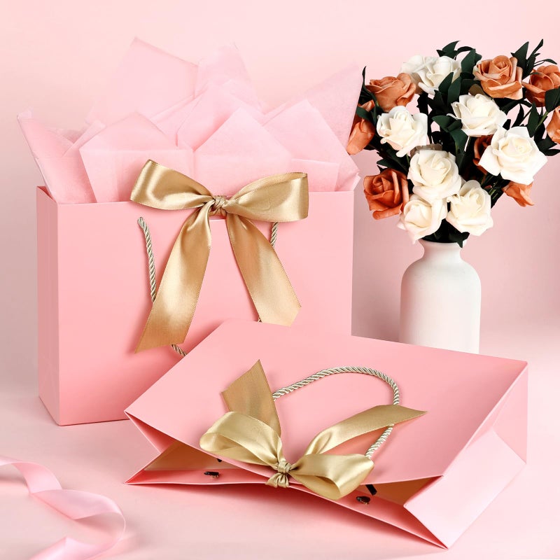 JMANNI Gift Bag, 1PCS Gift Bags with Ribbon and 1 Greeting Cards 2 Tissue Paper, Portable Paper Gift Bag with Handles, Birthday Gift Bags, Valentine's Day, Present Bags for Christmas Wedding Party Mothers Day - Image 5