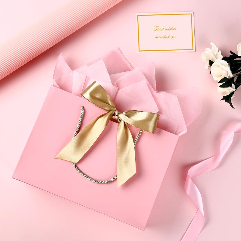 JMANNI Gift Bag, 1PCS Gift Bags with Ribbon and 1 Greeting Cards 2 Tissue Paper, Portable Paper Gift Bag with Handles, Birthday Gift Bags, Valentine's Day, Present Bags for Christmas Wedding Party Mothers Day - Image 2