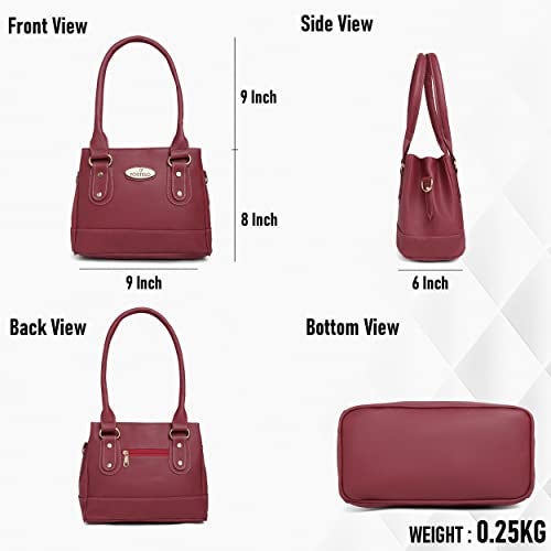 Fostelo Women's Bowie Satchel Tote Handbag for Women | Ladies Purse | Stylish Shoulder Bag | Gift For Women | Maroon - Image 3